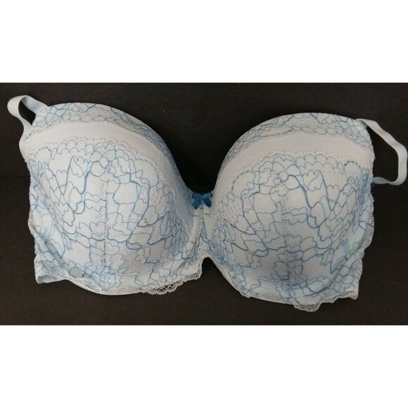 Adore Me Bra Women's Size 38DDD Blue Floral Print Adjustable Strap Underwired - Picture 1 of 7